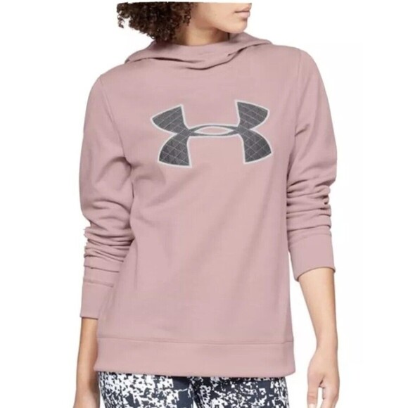 Under Armour Women's Pink Hoodie Sweatshirt Loose ColdGear Quilted Logo Size M - Picture 1 of 8